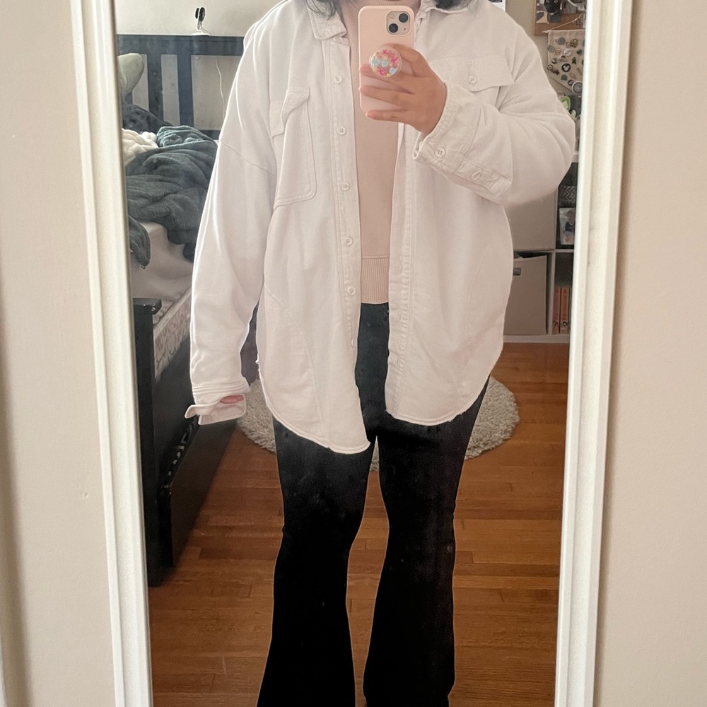 Offline by AERIE throwback shacket in white